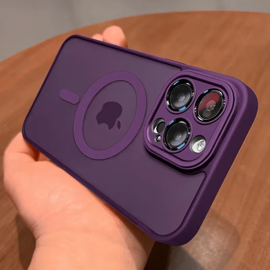 Magnetic Luxury Lens Protector Matte Translucent Case for Iphone 17 16 15 14 13 12 11 Pro Max for Magsafe Wireless Charger Cover